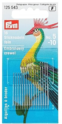 Prym Agujas De Coser A Mano para Bordar, Metal, Silver/Gold, 10.9 x 4.9 x 0.02 cm, 16