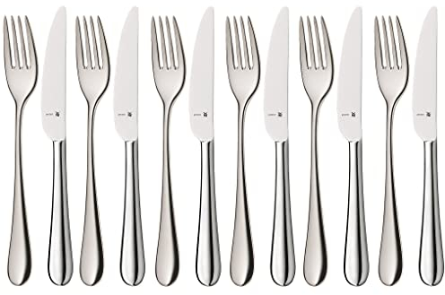 WMF Merit Cromargan Protect - Cubiertos para Postre, 12 Piezas, Color Plateado