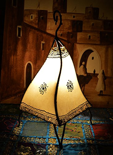 Treasures Of Morocco Henna Lamps & Sconces Moroccan Handmade Leather Lamp Henna Tattoo African Beige Medium Indoor