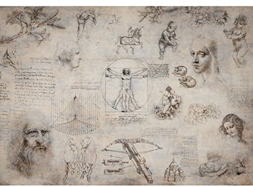 Runa Art Papel tapiz fotográfico Collage de Leonardo Da Vinci Moderna Lana Sala Cuarto Salón - Made in Germany - beige 9319010b