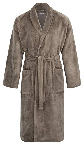 Floringo Luxus Bademantel mit Schalkragen Twin-Star super Soft für Damen und Herren 95° waschbar (elefantengrau, XL)