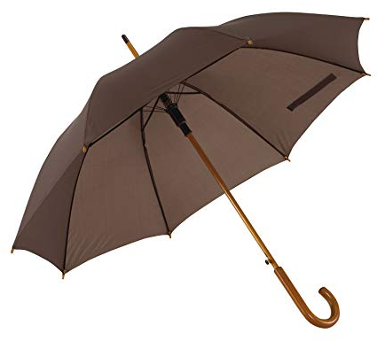 Notrash2003 - Parapluie automatique en bois - Avec crochet rond incurvé - Poignée en bois de 103 cm de diamètre, Dunkelbraun, 103 cm