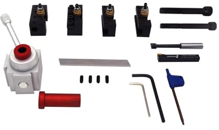 PAULIMOT Schnellwechsel-Stahlhalter-Set mit Drehmeißel, Bohrstange, Abstechstahl