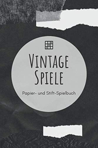 Vintage Spiele - Papier- und Stift-Spielbuch: A5 Papierspielbuch | Tic-Tac-Toe | Galgenmännchen | Käsekästchen | Gesellschaftsspiel | Stiftspiel | ... Kinder, Enkelkinder, Männer und Frauen