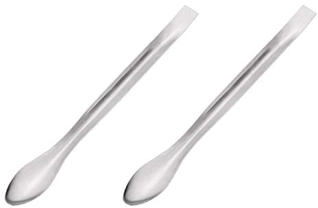 sourcing map Tono Plata Micro Cucharón 140mm Acero Inoxidable Reactivo Muestreo Cuchara Laboratorio Espátulas para Laboratorio 2uds