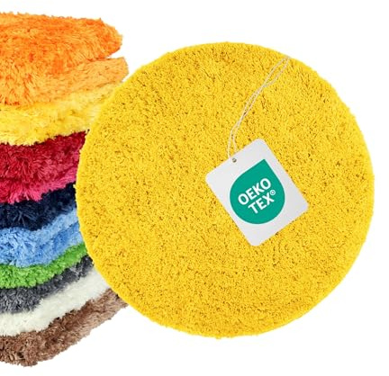WohnDirect Badrumsmattor som kan kombineras till set – rund Ø 56 cm – rund – halkfri och tvättbar – gul