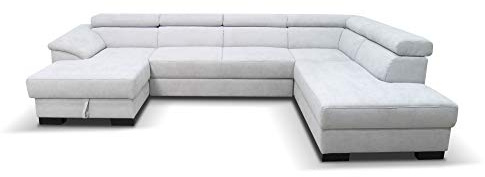 Domo. Collection David FK - Sofá con Respaldo en Forma de U, sofá con muelles y función de Respaldo, Esquinas Acolchadas, 337 x 232 x 78 cm, Color Gris