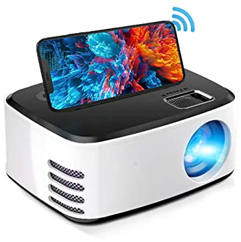 ciciglow 1080P WiFi Projektor, kabelloser Projektor mit eingebauten Lautsprechern, unterstützt WiFi-Bildschirmprojektion, kompatibel mit Android Smartphone