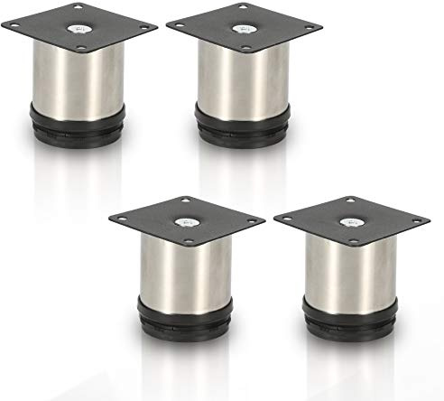 Sonnewelt 4er Set Möbelfüße | Hochwertige Edelstahl Möbelfuss | 60mm Verstellbare für individuelle DIY-Möbel | Möbelbeine Küchenschränke Edelstahl runde Schrankfüße