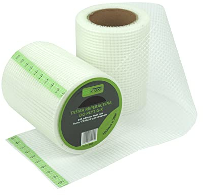 ToolSpace Bande Placo 10 cm x 20 m - Ruban de Fibre Verre avec Toile pour Plaques Plâtre - Vande Fibree Auto-Adhésif pour Joint Fissure Mur - Tissu Grillagée pour Fissure Réparation Trous Enduit