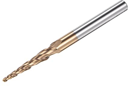 sourcing map Tapered Ball Nose End Mill, TiSiN Coated Solid Carbide 2 Flute Spiral Milling Cutter, 1mm Radius, 2mm Diameter, 6mm Shank, 75mm Length, 7.3 Degree Angle