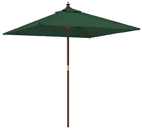 vidaXL Sonnenschirm, Gartenschirm mit Holzmast UV-Schutz, Strandschirm mit Belüftung 4 Rippen, Marktschirm Balkonschirm Terrassenschirm, Grün
