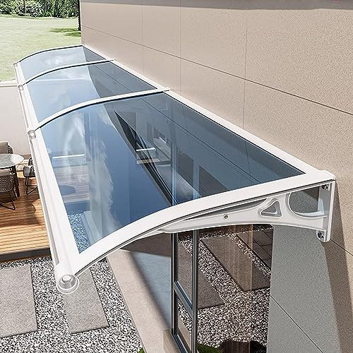 Vordach Haustür,Blaue Pultbogenvordach,Türvordach,Überdachung Haustür aus Aluminium und Polycarbonat,Dach vor Regen und UV-Schutz,Schlagfest Haustürvordach Pultvordach (60x150cm/24x59)