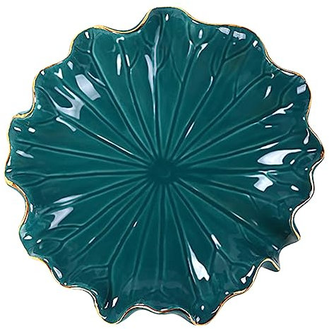 BRIGHTFUFU Lotus Leaf Soap Dish Bathroom Accessory Ceramic Draining Soap Holder Jewelry Organize