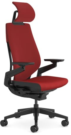 Steelcase Ergonomischer Bürostuhl: Gesture, Kopfstütze, Rot | Leicht montierbar, Universalrollen, Premium-Materialien, bis 180 kg und 190 cm, sitzkomfort