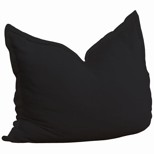 Bananair Jätte XXL Inomhus sittsäck med kulle – 180 x 140 cm, mjuk, bekväm och avtagbar – generöst vadderad sittsäck för vardagsrum, ungdomsrum, gamer (svart)