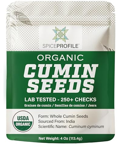Spice Profile Organic Whole Cumin Seeds | 4 oz | Lab Tested