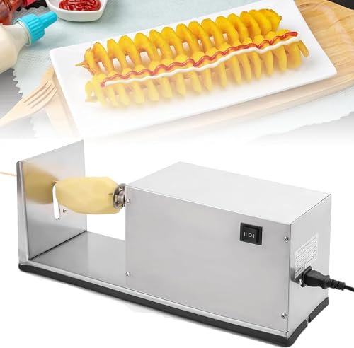 DPLXFPP Coupe-Spirale Automatique Pommes Terre, Tour Pommes Terre Électrique Trancheuse en Spirale Tornado, Machine Tornado Trancheuse Légumes Chips Pommes Terre Faite Maison