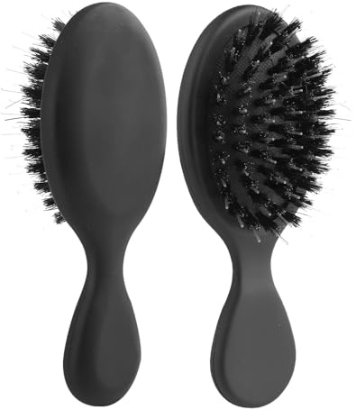 GlamorDove Boar Bristle Hair Brush Matte Finish Brush for Hair Extensions Mini Travel Hairbrush Comb Paddle Detanging Nylon Teeth Cushion Brush for Hair Styling Smoothing Detangling