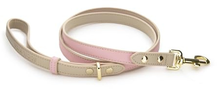 Nina Woof Cupertino Hundeleine aus veganem Leder, gepolstert, weicher Griff, verstärkter Karabiner, Pink, 1,22 m