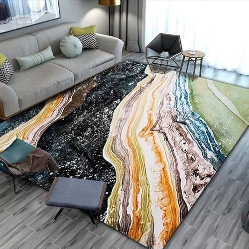 Teppich Bunte Kunst Flauschig Kurzflor,Mikrofaser Super Weich,Anti-Rutsch,Waschbar,Teppich Webteppich Für Wohnzimmer,Flur,Schlafzimmer Teppichläufer 120X160Cm