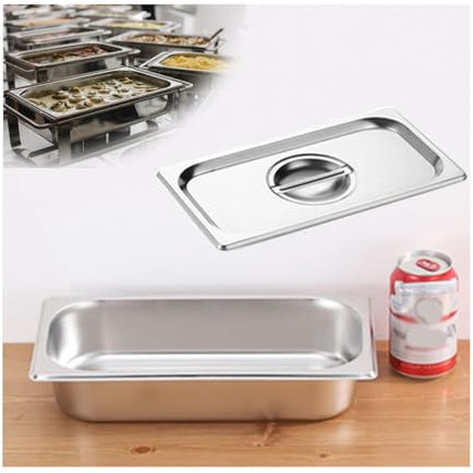 NJDQFA Rechteckig Buffet Speisenwärmer,Thermobehälter Für Speiseeis,Edelstahl Meal Prep Boxen Gastronormbehälter,1/3（32.5 * 17.5）,6.5cm0.8side