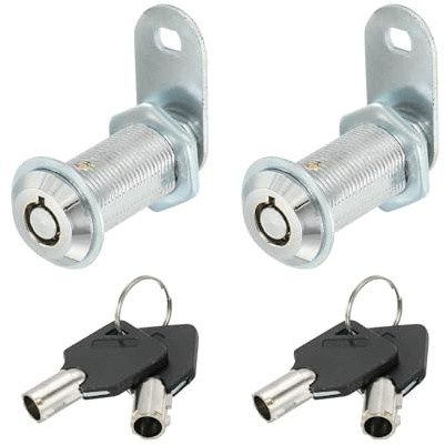 PATIKIL Verrou de Meuble avec Clé, 2 Pcs 1-4/7 (40mm) Verrou de Cylindre de Verrouillage à Came Différente en Alliage de Zinc Chromé Serrures de Tiroir à Came Tubulaire Clé Amovible