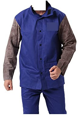 STRAFBRG Professionelle Schweißjacke Leder Flammesistente Baumwolle for Schweißfunke Abriebbekleidung Schutzbekleidung,Vielseitiger Täglicher Gebrauch(XX-Large)