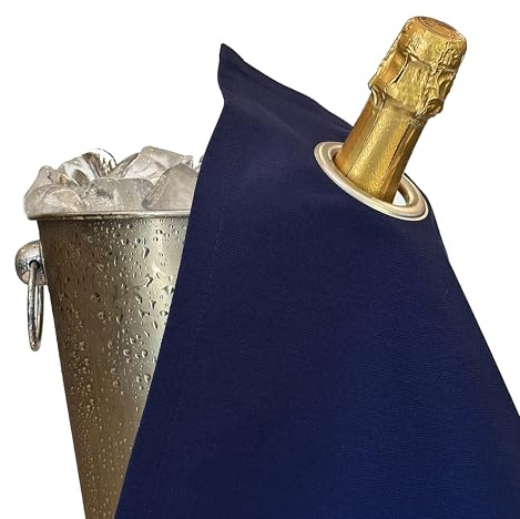 Classic Bottle Cloth, 42 cm, Coton, Anneau Métallique en Coin (Bleu Roi avec Anneau Argent, Lot de 1)