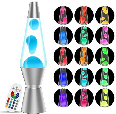 AONESY Lampe à lave LED Lampe à lave changeante liquide blanche et cire blanche Lampes rétro astro pour la décoration de la maison Belle lumière Cadeau pour fête des mères, fête des pères-37cm Blanc