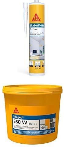 SIKA - Kit riparazione muri esterni con Sigillante acrilico a effetto intonaco pronto all’uso per Riempimento fessure e buchi nel muro e Rivestimento protettivo colorato per calcestruzzo RAL7032