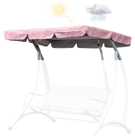 Swing Chair Canopy Replacement,2 & 3 Seater Garden Swing Seat Canopy Cover,Weather-Resistant Canopy for Outdoor Swing Chairs,Waterproof Windproof Anti-UV(Size:190 * 132 * 15cm,Color:Pink)