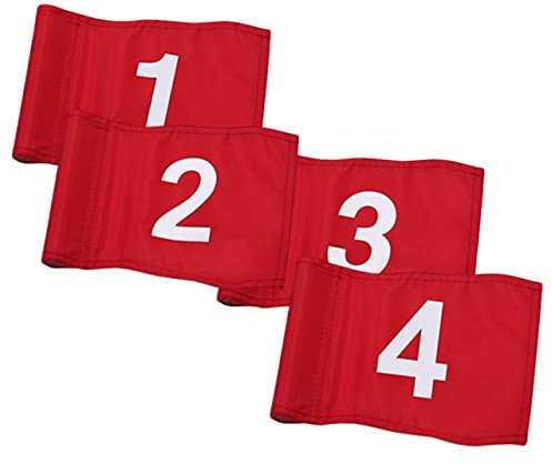 TOYANDONA 4pcs Golf Training Flags Small Wear-resistant Golfs Flags Red Numbered Practical Golfing Tools for Practice Putting and Outdoor Course