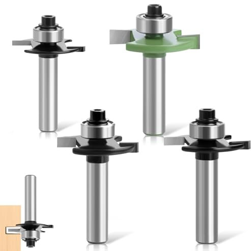 Fresa per fresatrice superiore, 4 pezzi, fresa a disco per fresa superiore, fresa scanalature, fusto 8 mm, set con cuscinetti a sfera, attrezzi per la lavorazione del legno, 2 mm, 3 mm, 4 mm, 5 mm