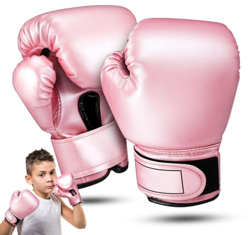 Ibasenice Children Boxing Gloves Pink Sponge Pu with Logo | Breathable Mesh, Easy to Wear, Boxing Kickboxing Training and Fitness Workouts