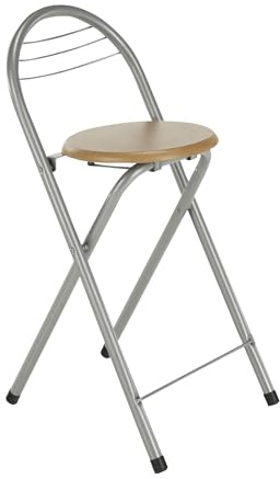 Kondela Klapp Barhocker mit Lehne | Klappstuhl - Hoch und Günstig | klappbarer Barhocker in Buche/Aluminium | Küchenhocker | Barstuhl, Bar Hocker, Klapphocker, Sitzhocker | Bar Chair, Stool | Boxer