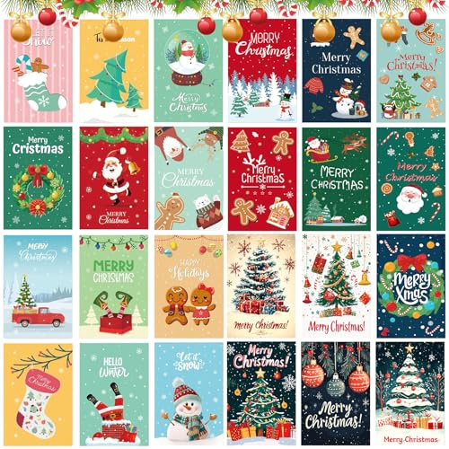 24 Stück Mini Notizblock Weihnachten,Stobok Mini Notizbuch,Kleines Tagebuch Weihnachten Notizblock,Tragbare Tasche Notebooks,Weihnachten Cartoon Notebook,Party Geschenke Bag Fillers