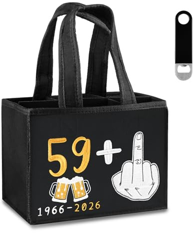 Belillpipi Geschenke 60 Geburtstag Mann, Bier Geschenke für Männer 60 Männerhandtasche Bier mit Stickmuster, 1966 Geburtstag Mann, Flaschentasche 6 Flaschen mit Flaschenöffner