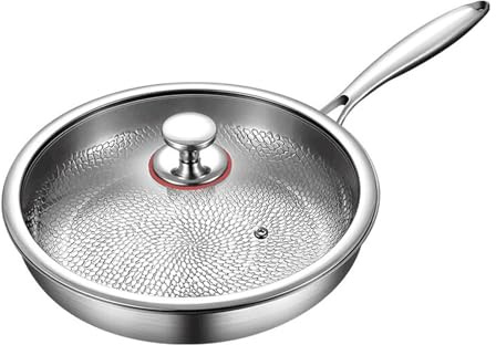 Pro Titanium Non-Stick hamrad stekpanna med lock, 28 cm (11,02 tum), Snabb och jämn uppvärmning, Kompatibel med alla spishällar, Hållbara och lätta kokkärl