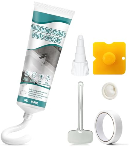AllisWay 150ml White Sealant Waterproof Bathroom, Adhesion Fine Texture | White Bathroom Sealant, Bathroom Silicone Sealant, Long Lasting Waterproof, for Washbasins Toilet Sink Bathtub Glass Door