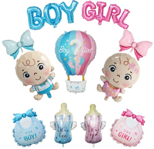 11 Stück Gender Reveal Party Deko Set, Blaue & Rosa Gender Reveal Balloons