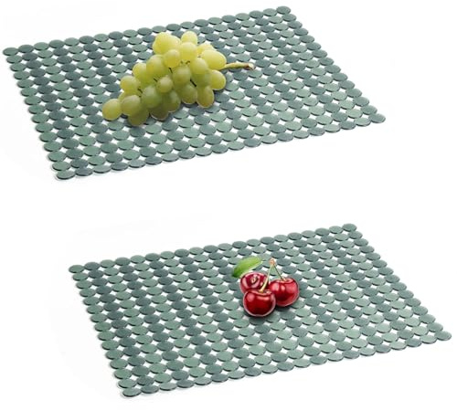 Lansls Lot De 2 Tapis Évier Cuisine 40x30 Cm, Tapis De Protection Découpable en PVC, Tapis De Protection d'Évier en Acier Inoxydable, Egouttement Rapide, Contre Les Rayures Et La Saleté (Vert)