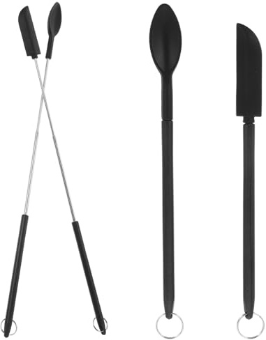 LIFKICH Spatola Telescopica in Silicone Nero per Dolci e Cosmetici, Leggera e Facile da Riporre Foro per Appendere, per Baking e Uso Multifunzionale