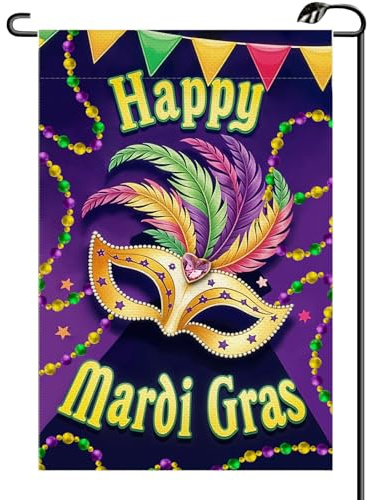 Drapeau Masque de bal masqué du Mardi Gras Flag Jardin 30x45cm | résistant extérieur drapeaux avec 2 œillets en Laiton pelouse drapeaux intérieure Pelouse