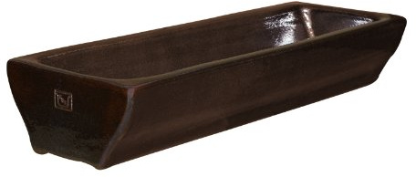 K&K Keramik Futtertrog 20 x 80 cm, vollglasiert, braun, Steinzeug (Keramik) für Schweine, Schafe, Ponys, Hunde, kleine Pferde, kleine Rinder uvm.
