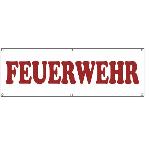 Indigos UG - Plane wasserdicht Gerüstplane - p130 - Feuerwehr weiß - Banner - 300 cm x 100 cm - Baustelle, Garten, Zaun oder Veranstaltung im Sommer - Werbeplane, Werbung