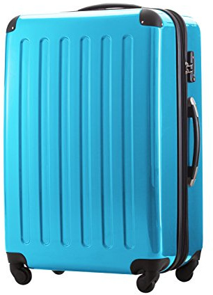 Hauptstadtkoffer Alex - Erweiterbarer Hartschalenkoffer 75 cm (119 L) mit TSA-Schloss – robuster Trolley-Reisekoffer mit 4 Doppelrollen, Cyanblau