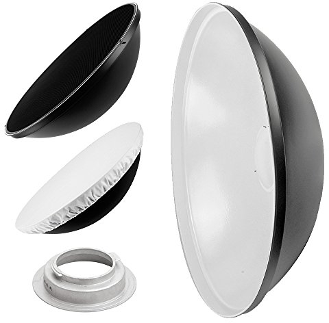 70cm 28 Soft White Beauty Dish Parabolic Reflector With Grid & Diffuser Soft Light Photography Lighting Studio Photo Flash Light Modifier Beauty Commercial Headshot PhotoShoot (Broncolor (B), White)