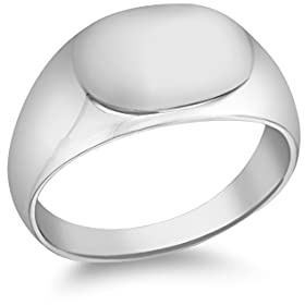 Tuscany Silver Anello chevalier ovale placcato rodio in argento sterling unisex - Misura L