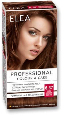 ELEA Professionell permanent hårfärgningskräm 6,37 mörk blond koppar med oljevårdskomplex